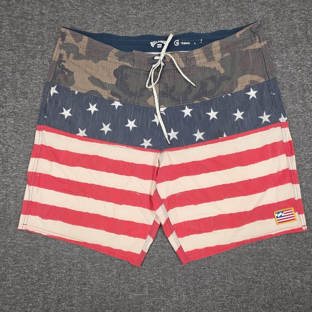 Billabong Tribong Lo Tide Recycler American Flag Camo Boardshorts Size 38